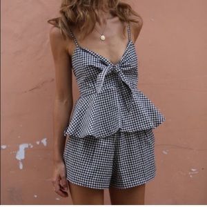 Gianni Bini peplum gingham romper, size XS, NWOT